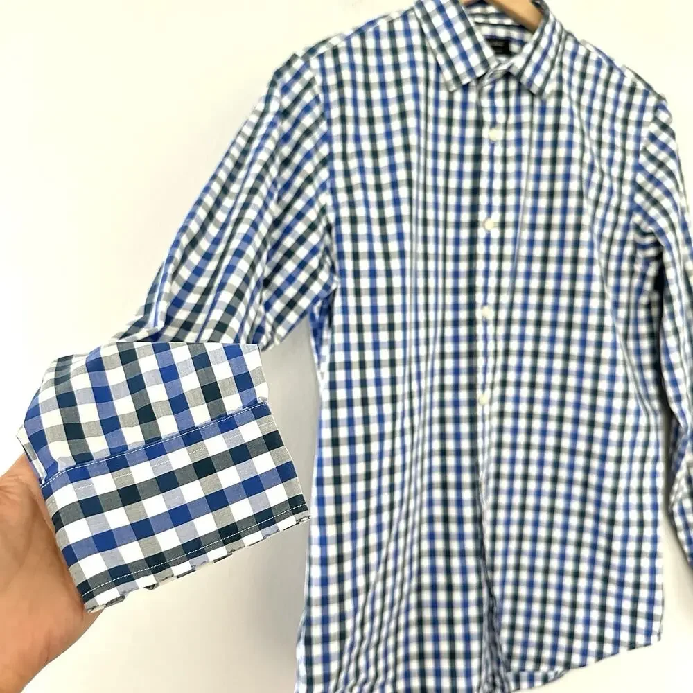 Banana Republic 100% Cotton Gingham Non-Iron Tailored Slim Fit Shirt Size M